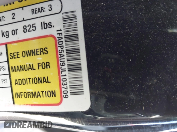 2018 Ford C-Max SE with VIN 1FADP5AU9JL103709, listed as a IAAI auction lot 41811411 with 154,884 mi miles. Bid and sale history available at carsss.com. Image 9.