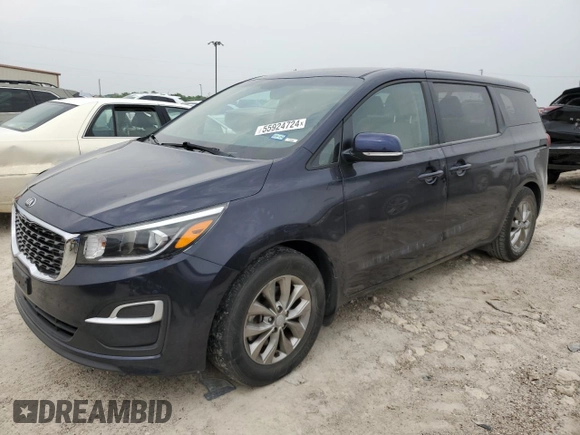 2020 Kia Sedona LX with VIN KNDMB5C1XL6618134, listed as a Copart auction lot 55924724 with 95,414 mi miles and Clean Title. Bid and sale history available at DreamBid. Image 1.