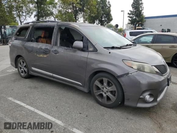 2011 Toyota Sienna SE with VIN 5TDXK3DC0BS121254, listed as a Copart auction lot 58588875 with 151,334 mi miles and Salvage title. Bid and sale history available at DreamBid. Image 4.