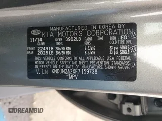 2015 Kia Soul with VIN KNDJN2A2XF7159738, listed as a Copart auction lot 44643055 with 107,285 mi miles and Clean Title. Bid and sale history available at DreamBid. Image 12.