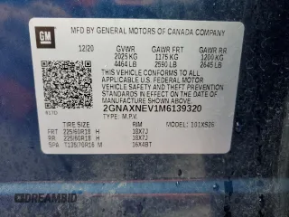 2021 Chevrolet Equinox Premier с VIN 2GNAXNEV1M6139320, выставлен на аукционе Copart как лот 55736585 с пробегом 57 343 миль миль и Списание • Salvage title. История ставок и продаж доступна на DreamBid. Изображение 14.