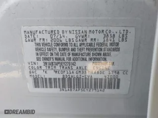 2014 Nissan Sentra SV with VIN 3N1AB7AP5EY279142, listed as a IAAI auction lot 41491575 with 125,424 mi miles. Bid and sale history available at carsss.com. Image 9.