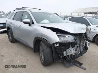 2024 Nissan Pathfinder SV with VIN 5N1DR3BA1RC286057, listed as a IAAI auction lot 42028858 with 28,339 mi miles and . Bid and sale history available at DreamBid. Image 1.