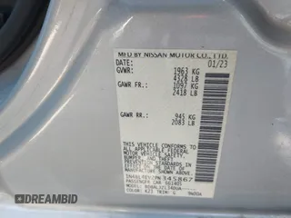 2023 Nissan Altima SL with VIN 1N4BL4EV2PN345867, listed as a IAAI auction lot 41434744 with 39,671 mi miles and . Bid and sale history available at DreamBid. Image 9.