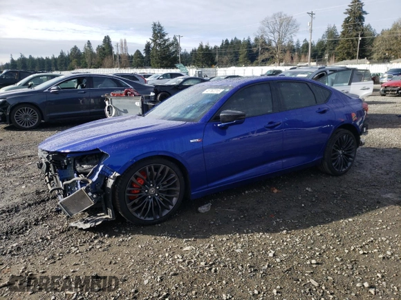 2023 Acura TLX Type S with VIN 19UUB7F06PA001753, listed as a Copart auction lot 48762215 with 30,879 mi miles and Salvage Title. Bid and sale history available at carsss.com. Image 1.