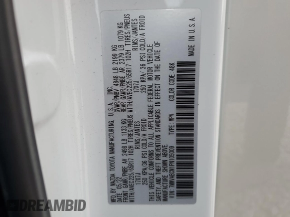 2023 Mazda CX-50 S Preferred Plus with VIN 7MMVABCM1PN105009, listed as a Copart auction lot 51235605 with 57,615 mi miles and Salvage Title. Bid and sale history available at DreamBid. Image 14.