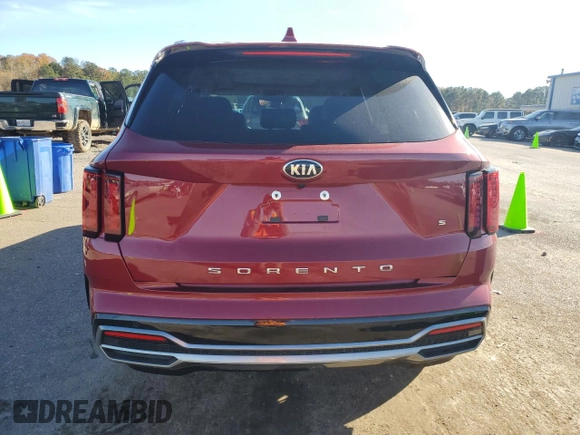 2021 Kia Sorento S with VIN 5XYRL4LC0MG065619, listed as a Copart auction lot 84445244 with 35,489 mi miles and Salvage Title. Bid and sale history available at carsss.com. Image 6.