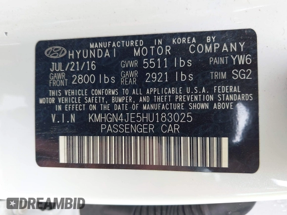 2017 Genesis G80 3.8L с VIN KMHGN4JE5HU183025, выставлен на аукционе IAAI как лот 42048920 с пробегом 90 073 миль миль и . История ставок и продаж доступна на DreamBid. Изображение 9.