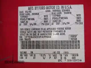 2002 Ford Ranger XL Fleet with VIN 1FTZR45E22PA99844, listed as a IAAI auction lot 41391797 with 156,752 mi miles. Bid and sale history available at carsss.com. Image 9.