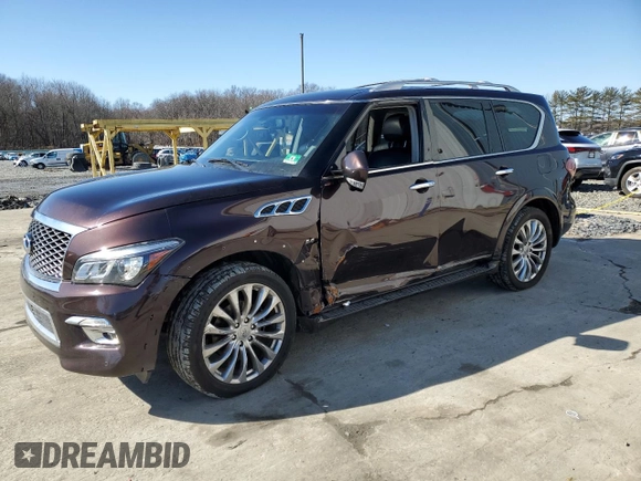 2016 Infiniti QX80 with VIN JN8AZ2NCXG9401316, listed as a Copart auction lot 45355605 with 119,867 mi miles and Salvage Title. Bid and sale history available at DreamBid. Image 1.