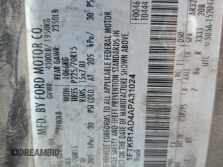 2010 Ford Ranger XL с VIN 1FTKR1AD4APA31024, выставлен на аукционе Copart как лот 54487625 с пробегом 313 315 миль миль и Списание • Salvage title. История ставок и продаж доступна на DreamBid. Изображение 12.