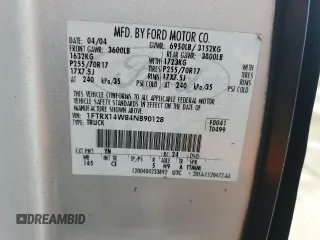 2004 Ford F-150 STX with VIN 1FTRX14W84NB90128, listed as a Copart auction lot 47543965 with 265,907 mi miles and Salvage title. Bid and sale history available at DreamBid. Image 12.