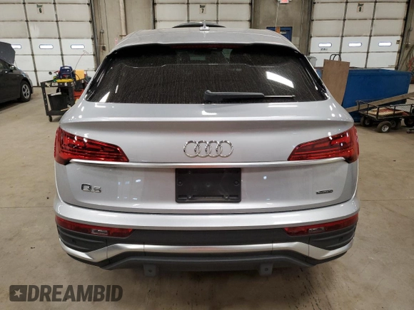 2023 Audi Q5 Sportback S line Premium Plus with VIN WA15AAFY3P2154281, listed as a Copart auction lot 49456025 with 19,896 mi miles and Salvage title. Bid and sale history available at DreamBid. Image 6.
