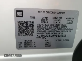 2023 Buick Encore GX Preferred с VIN KL4MMCSL9PB110911, выставлен на аукционе Copart как лот 51857795 с пробегом 29 217 миль миль и Списание • Salvage title. История ставок и продаж доступна на DreamBid. Изображение 14.