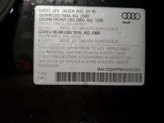 2015 Audi SQ5 Premium Plus with VIN WA1CGAFP9FA092354, listed as a Copart auction lot 40517494 with 89,024 mi miles and Non Repairable. Bid and sale history available at carsss.com. Image 14.