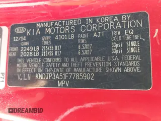 2015 Kia Soul + with VIN KNDJP3A51F7785902, listed as a IAAI auction lot 42060311 with 109,819 mi miles. Bid and sale history available at carsss.com. Image 9.