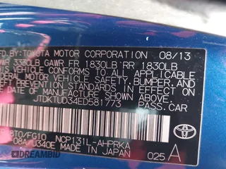 2014 Toyota Yaris L with VIN JTDKTUD34ED581773, listed as a IAAI auction lot 41620586 with 239,100 mi miles. Bid and sale history available at carsss.com. Image 9.