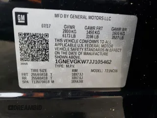 2018 Chevrolet Traverse LT Cloth with VIN 1GNEVGKW7JJ105462, listed as a Copart auction lot 39606564 with 55,433 mi miles. Bid and sale history available at carsss.com. Image 13.