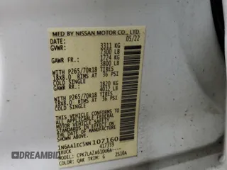 2022 Nissan Titan S with VIN 1N6AA1EC5NN107160, listed as a Copart auction lot 86115424 with 42,140 mi miles and Salvage title. Bid and sale history available at DreamBid. Image 12.