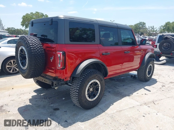 2024 Ford Bronco Badlands with VIN 1FMEE9BP0RLA41564, listed as a IAAI auction lot 42069579 with 3,681 mi miles and . Bid and sale history available at DreamBid. Image 4.