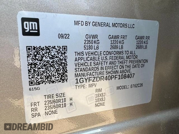 2023 Cadillac XT4 AWD Premium Luxury z VIN 1GYFZDR40PF108407, wystawiony jako Copart lot #47146185 z przebiegiem 8 724 mil mil oraz Nie do naprawy • Non repairable. Historia ofert i sprzedaży dostępna na DreamBid. Obrazek 15.