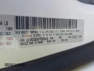 2015 Dodge Grand Caravan SE with VIN 2C4RDGBGXFR569435, listed as a IAAI auction lot 42057084 with 160,058 mi miles and . Bid and sale history available at DreamBid. Image 9.
