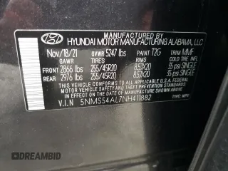 2022 Hyundai Santa Fe Calligraphy with VIN 5NMS54AL7NH411882, listed as a Copart auction lot 85876934 with 52,978 mi miles and Salvage Title. Bid and sale history available at carsss.com. Image 14.