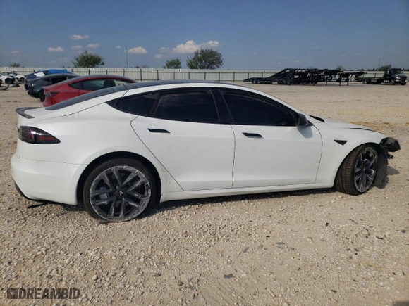 2023 Tesla Model S with VIN 5YJSA1E51PF518503, listed as a Copart auction lot 78571824 with 0 mi miles and Salvage Title. Bid and sale history available at carsss.com. Image 3.