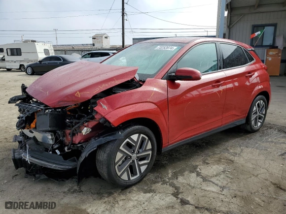 2022 Hyundai Kona Electric Limited with VIN KM8K53AG7NU158788, listed as a Copart auction lot 73252074 with 28,133 mi miles and Salvage Title. Bid and sale history available at carsss.com. Image 1.