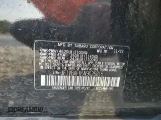 2022 Subaru WRX Premium with VIN JF1VBAF65N9026815, listed as a Copart auction lot 84898924 with 24,233 mi miles and Salvage Title. Bid and sale history available at carsss.com. Image 12.
