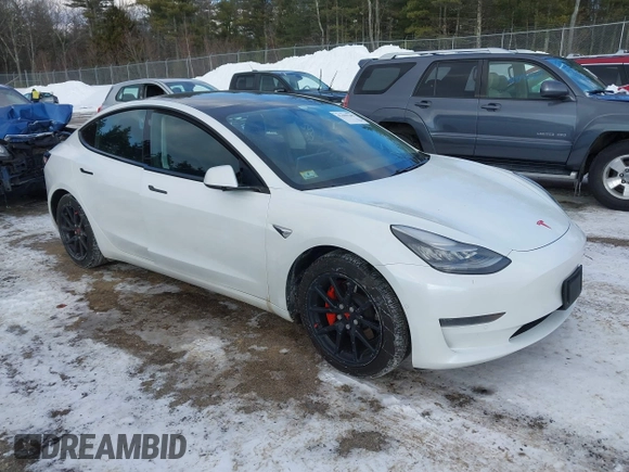 2020 Tesla Model 3 Standard Range Plus with VIN 5YJ3E1EA7LF742973, listed as a IAAI auction lot 41409285 with 48,993 mi miles and . Bid and sale history available at DreamBid. Image 1.