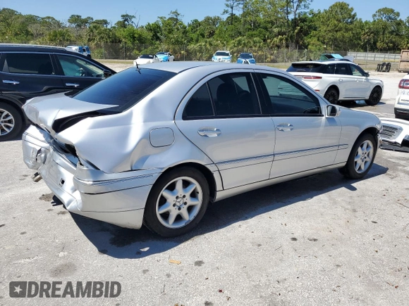 2002 Mercedes-Benz C with VIN WDBRF61J02F202917, listed as a Copart auction lot 50694815 with 59,803 mi miles and Salvage Title. Bid and sale history available at carsss.com. Image 3.
