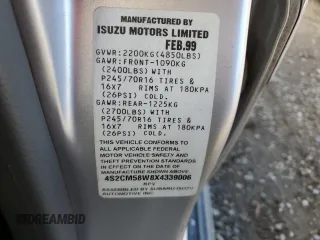 1999 Isuzu Rodeo S z VIN 4S2CM58W8X4339006, wystawiony jako Copart lot #84285294 z przebiegiem 129 191 mil mil oraz Czysty tytuł • Clean title. Historia ofert i sprzedaży dostępna na DreamBid. Obrazek 13.