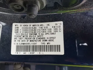 2015 Honda CR-V LX with VIN 5J6RM4H39FL110547, listed as a IAAI auction lot 42189607 with 244,933 mi miles and . Bid and sale history available at DreamBid. Image 9.