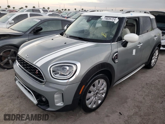 2021 MINI Countryman Cooper S with VIN WMZ53BR05M3M38710, listed as a Copart auction lot 74026124 with 0 mi miles and Non Repairable. Bid and sale history available at carsss.com. Image 1.