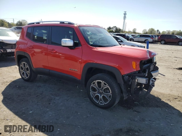 2017 Jeep Renegade Limited with VIN ZACCJBDB2HPE48490, listed as a Copart auction lot 52027175 with 41,519 mi miles and Salvage title. Bid and sale history available at DreamBid. Image 4.