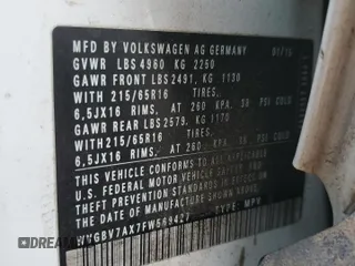 2015 Volkswagen Tiguan S z VIN WVGBV7AX7FW569427, wystawiony jako Copart lot #42190605 z przebiegiem 102 354 mil mil oraz Szkoda całkowita • Salvage title. Historia ofert i sprzedaży dostępna na DreamBid. Obrazek 15.