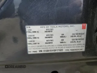 2016 Tesla Model S 90D z VIN 5YJSA1E41GF171522, wystawiony jako Copart lot #59966545 z przebiegiem Nie podano mil oraz Szkoda całkowita • Salvage title. Historia ofert i sprzedaży dostępna na DreamBid. Obrazek 13.
