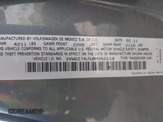 2011 Volkswagen Jetta SE с VIN 3VWDZ7AJ1BM352119, выставлен на аукционе IAAI как лот 42438454 с пробегом 120 328 миль миль и . История ставок и продаж доступна на DreamBid. Изображение 9.