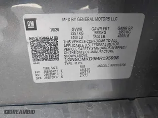 2021 Chevrolet Tahoe LS with VIN 1GNSCMKD9MR195998, listed as a IAAI auction lot 41723305 with 70,754 mi miles. Bid and sale history available at carsss.com. Image 8.