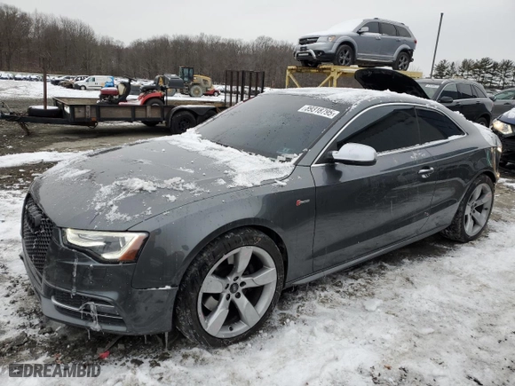 2016 Audi S5 Premium Plus with VIN WAUC4AFR2GA020085, listed as a Copart auction lot 89318795 with 56,095 mi miles and Salvage Title. Bid and sale history available at carsss.com. Image 1.