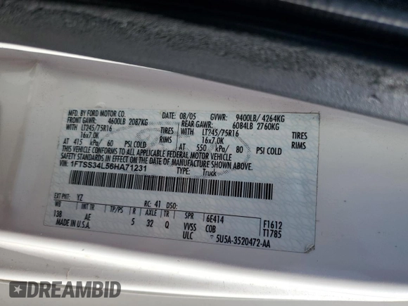2006 Ford Econoline Cargo with VIN 1FTSS34L56HA71231, listed as a Copart auction lot 53383235 with 186,021 mi miles and Clean Title. Bid and sale history available at DreamBid. Image 13.