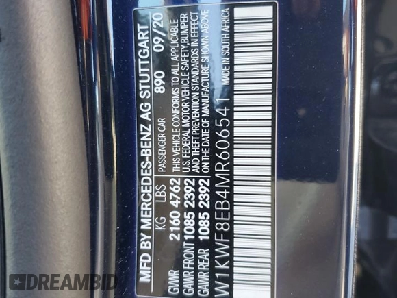 2021 Mercedes-Benz C 300 with VIN W1KWF8EB4MR606541, listed as a Copart auction lot 83422864 with 40,409 mi miles and Salvage Title. Bid and sale history available at carsss.com. Image 12.