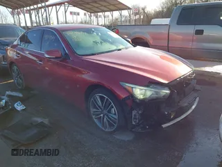 2014 Infiniti Q50 Sport with VIN JN1BV7AR5EM690783, listed as a IAAI auction lot 41024574 with 79,813 mi miles and . Bid and sale history available at carsss.com. Image 1.