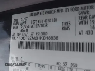 2017 Ford Transit с VIN 1FDBF9ZM2HKB18838, выставлен на аукционе IAAI как лот 41910002 с пробегом 129 754 миль миль и . История ставок и продаж доступна на DreamBid. Изображение 9.