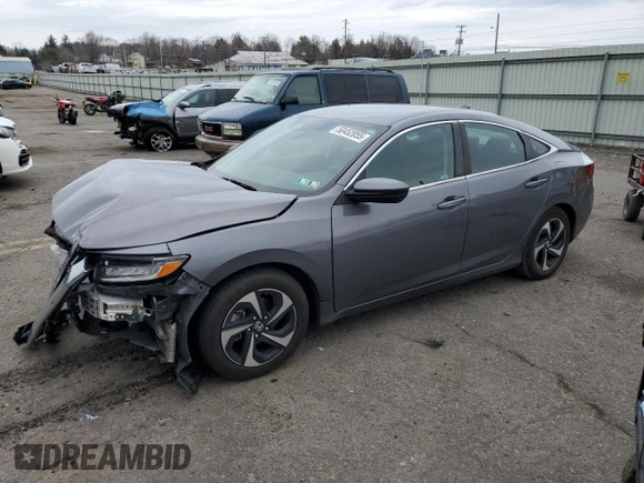 2021 Honda Insight EX with VIN 19XZE4F5XME010454, listed as a Copart auction lot 50452055 with 73,506 mi miles and Salvage Title. Bid and sale history available at carsss.com. Image 1.
