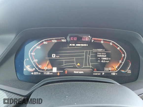 2021 BMW X5 M50i with VIN 5UXJU4C06M9G60154, listed as a Copart auction lot 46370285 with 54,221 mi miles and Salvage Title. Bid and sale history available at carsss.com. Image 9.