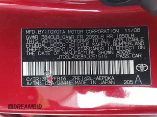 2009 Toyota Corolla with VIN JTDBL40E89J051515, listed as a IAAI auction lot 41744511 with 66,160 mi miles. Bid and sale history available at carsss.com. Image 9.
