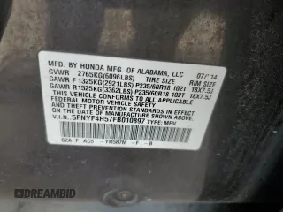 2015 Honda Pilot EX-L with VIN 5FNYF4H57FB010897, listed as a Copart auction lot 49316705 with 186,811 mi miles and Salvage Title. Bid and sale history available at carsss.com. Image 14.