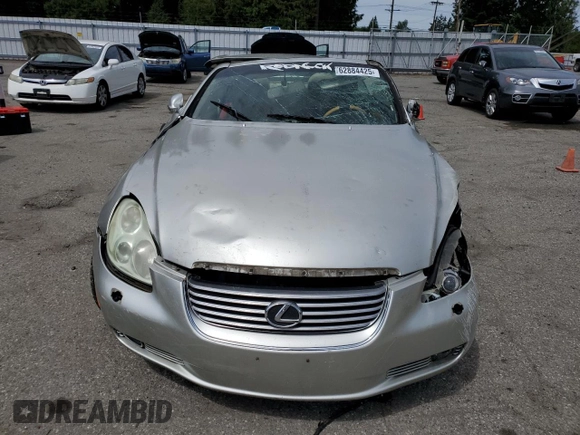 2002 Lexus SC 430 with VIN JTHFN48Y620014211, listed as a Copart auction lot 62884425 with Not provided miles and Salvage title. Bid and sale history available at DreamBid. Image 5.